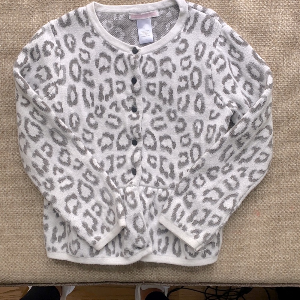 Janie and Jack leopard peplum sweater cardigan